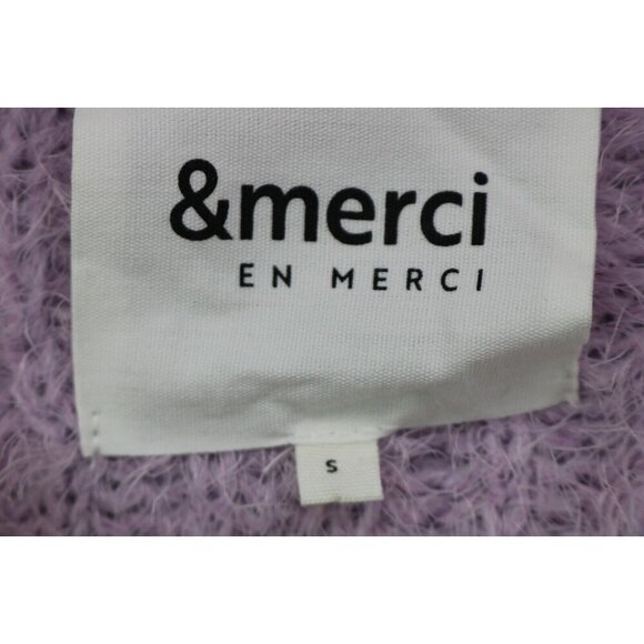 & Merci Eyelash Knit Open Front Purple Sweater-Size Small-Oversized-Soft - Picture 3 of 6